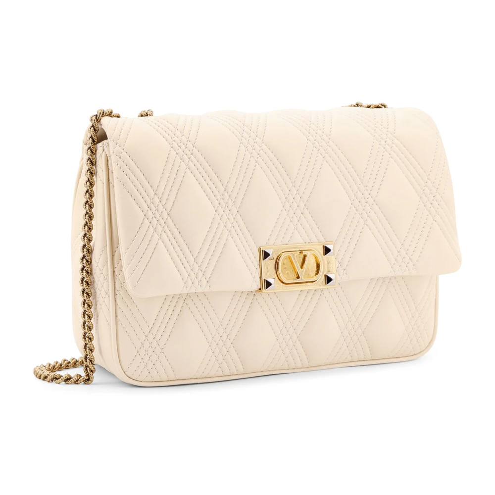 Valentino Garavani Gewatteerde leren schoudertas met VLogo Beige Dames