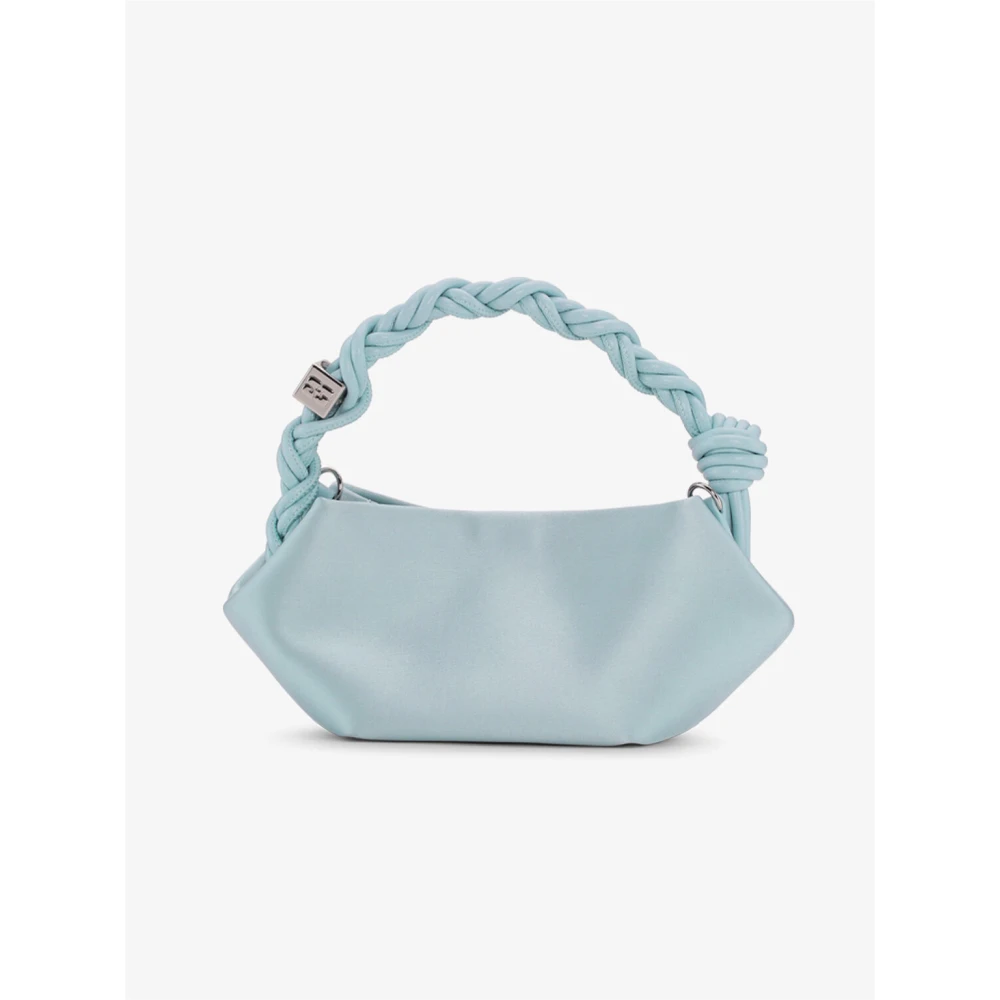 Ganni Icy Blue Satin Mini Bou Tas Blue Dames
