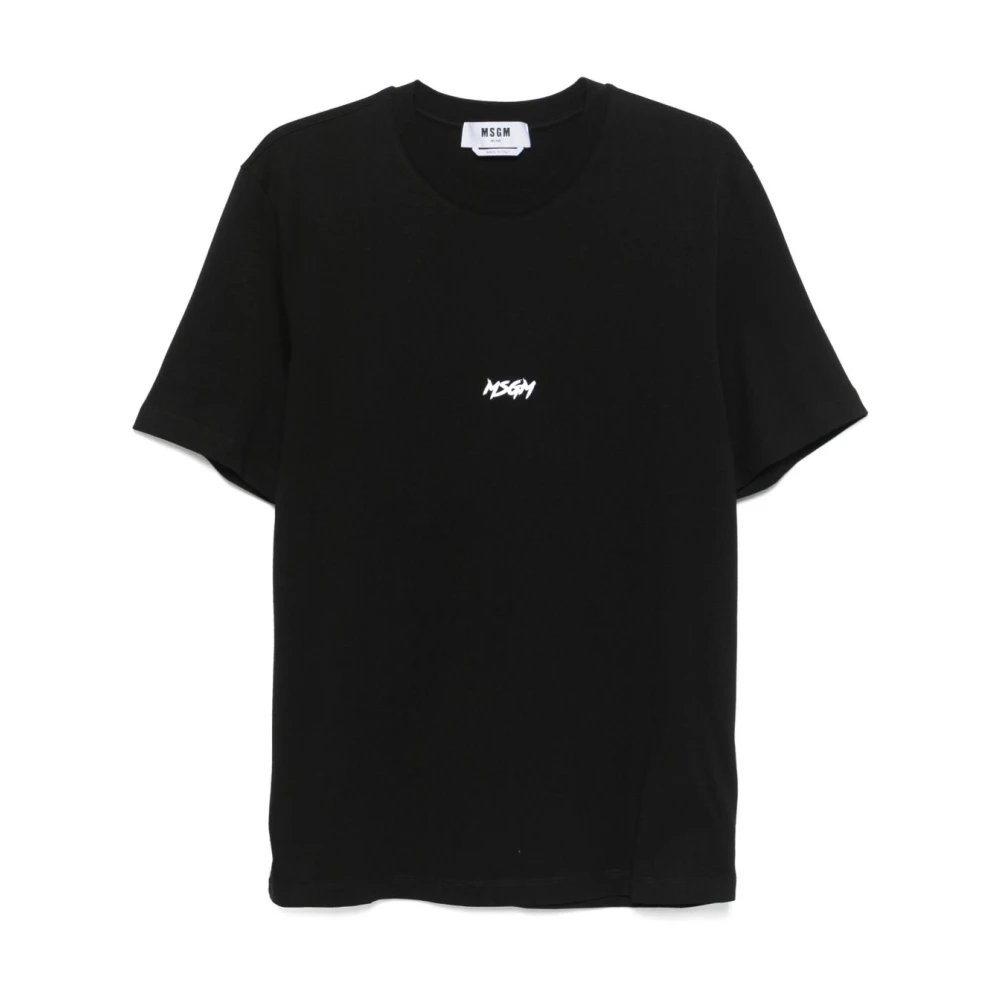Msgm Zwart Crew Neck T-shirt Black Heren