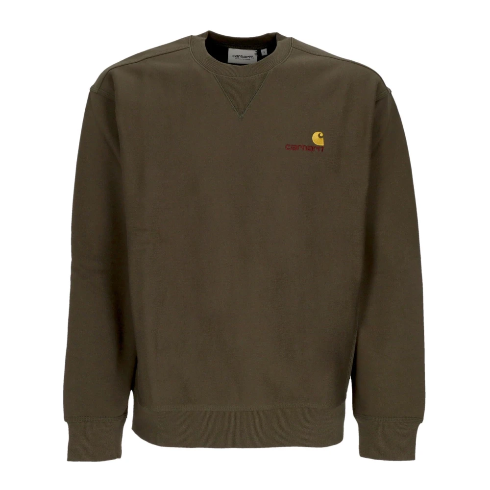 Carhartt Wip Men's Green Script Crewneck Sweatshirt Soft Fit