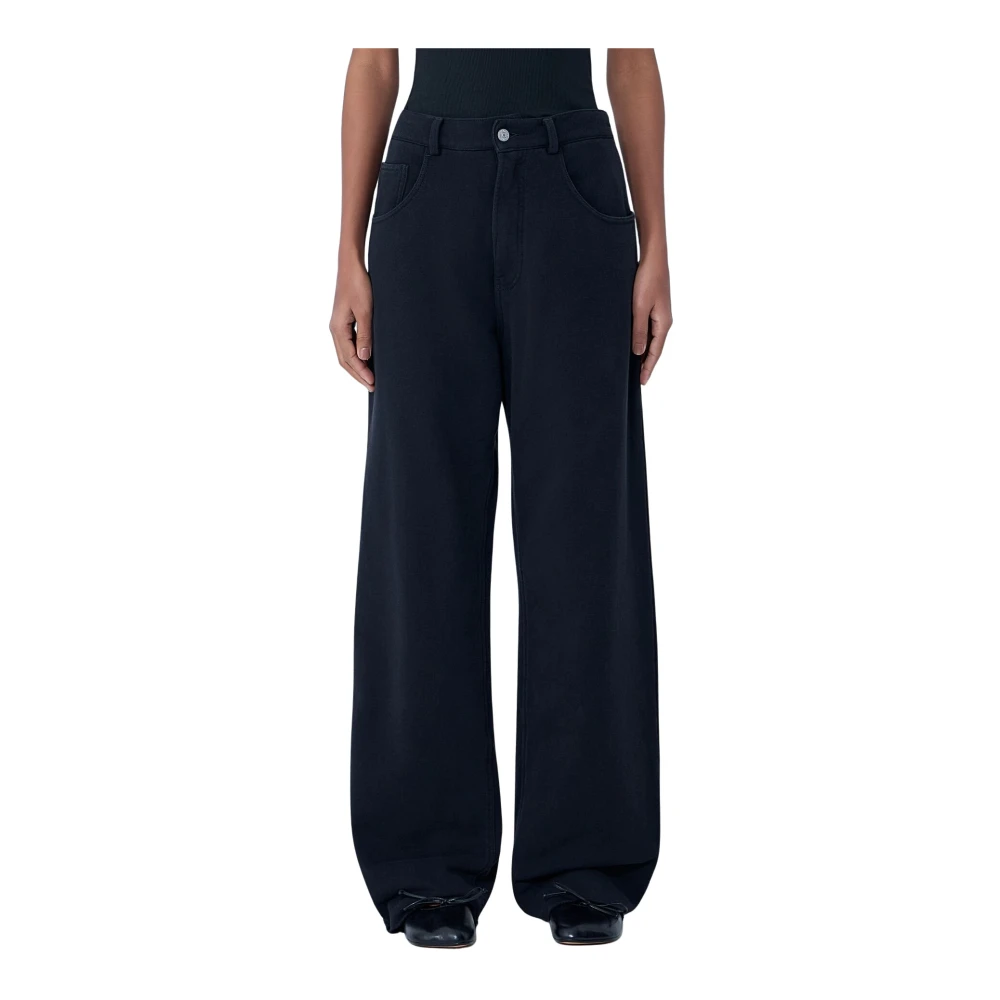 Mm6 Maison Margiela Women's Black Wide Trousers, S, Wide-Leg Trousers