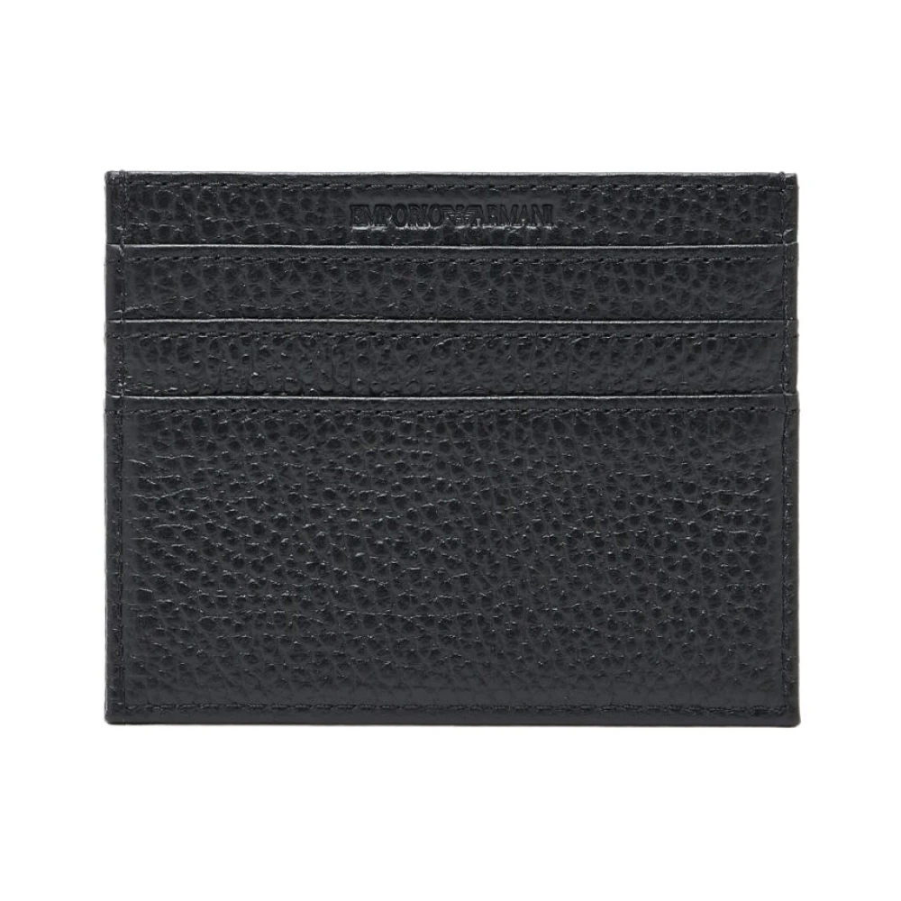 Emporio Armani Mannelijk Zwart Accessoires Heren, One Size, Leer, Geschenkdoos Met Getrommeld Leren Riem En Kaarthouder