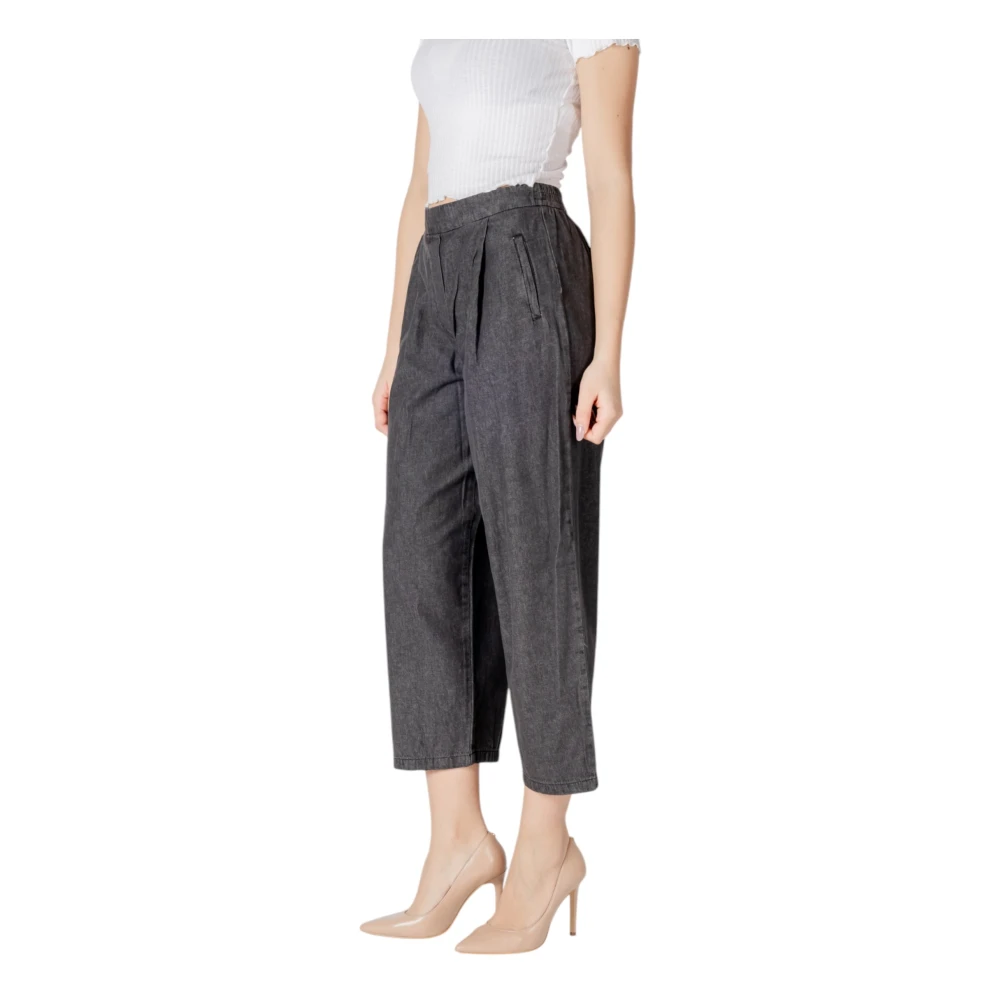 Ichi Zwarte katoenen broek met zakken Black Dames
