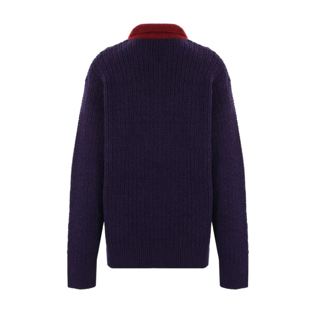 Namacheko Blauwe Wol Mohair Polo Sweater Blue Heren