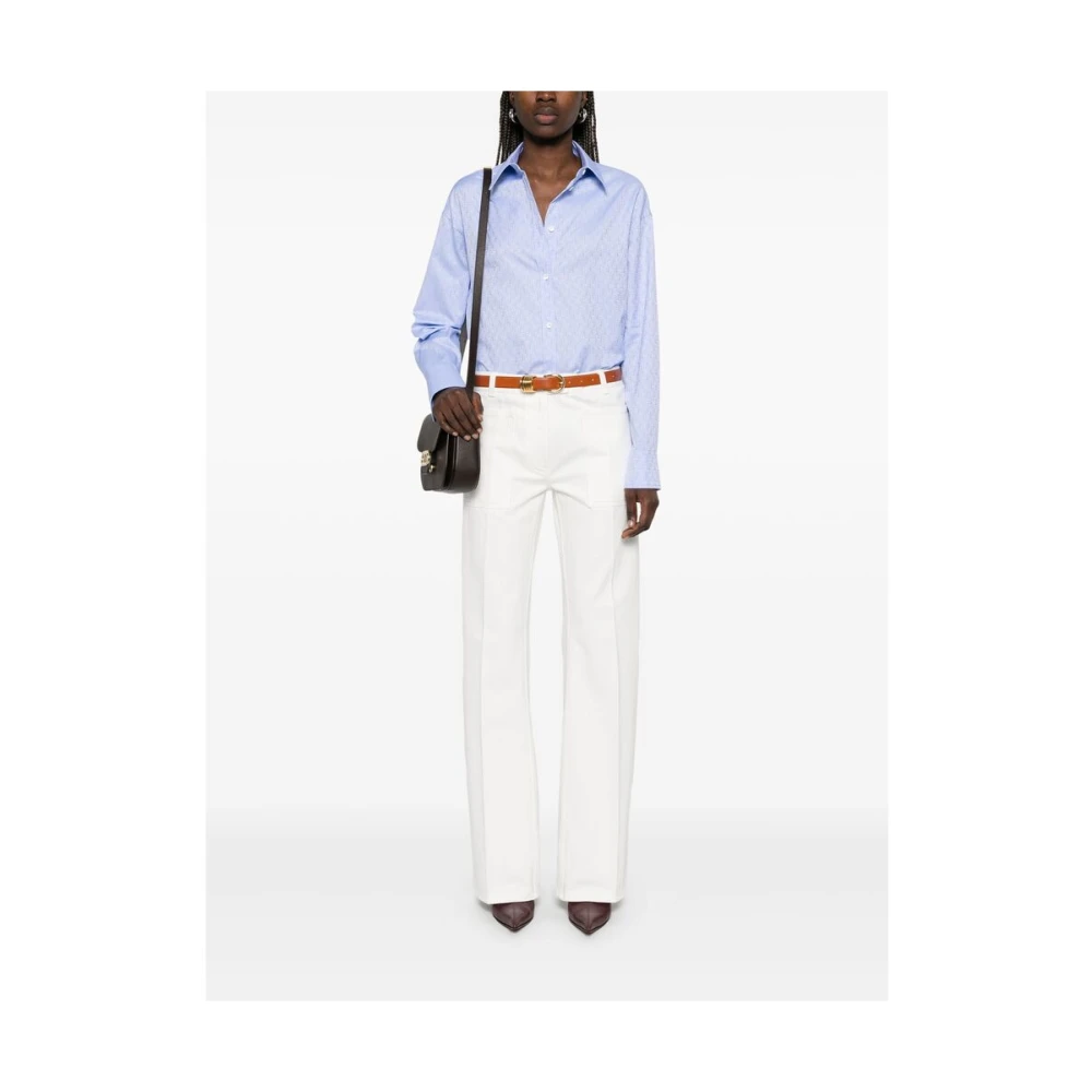 Salvatore Ferragamo Blauwe Oxford Button-Up Overhemd Blue Dames