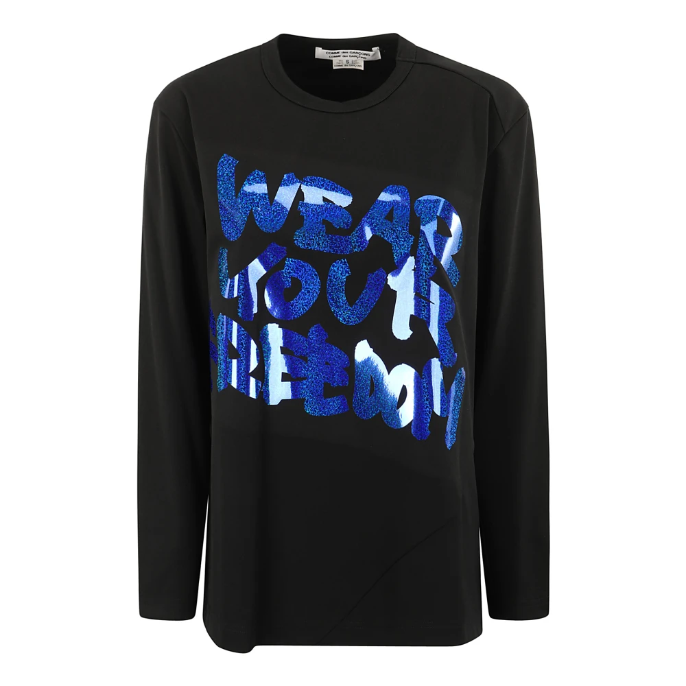 Comme des Garçons Glitter Print Longsleeve T-shirt Black Dames