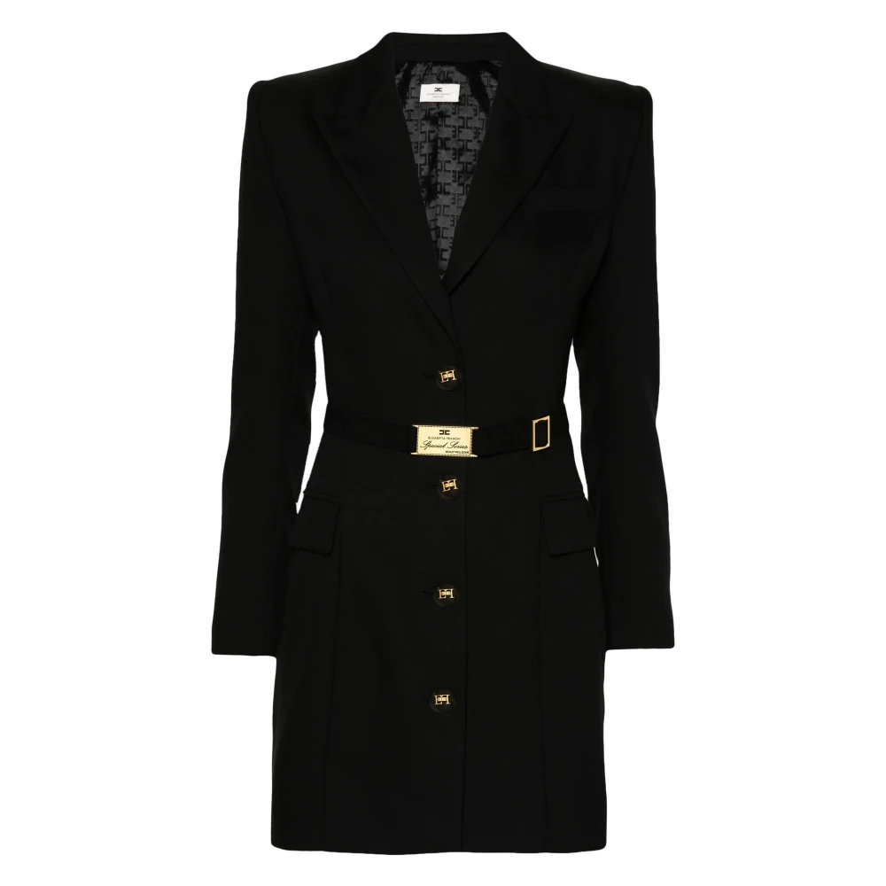 Elisabetta Franchi Elegante Zwarte Jurk Black Dames