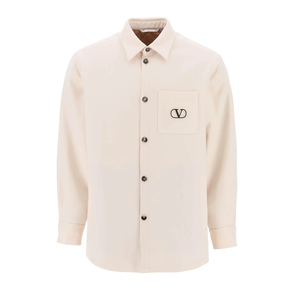 Valentino Garavani Wollen jack met Vlogo-patch Beige Heren