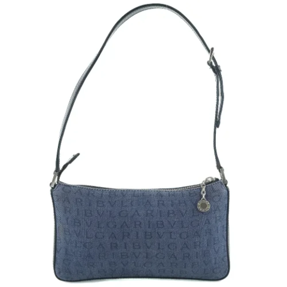 Bvlgari Vintage Pre-owned Canvas shoulder-bags Blue Dames