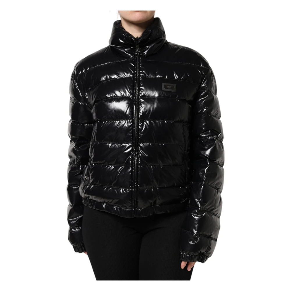 Dolce & Gabbana Women's Black Logo Plaque Puffer Jacket