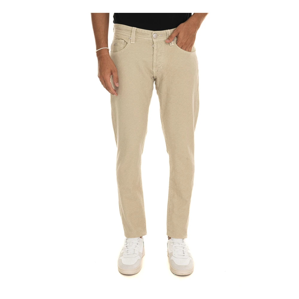 Tramarossa Aanpasbare 5-pocket broek met leren logo Beige Heren