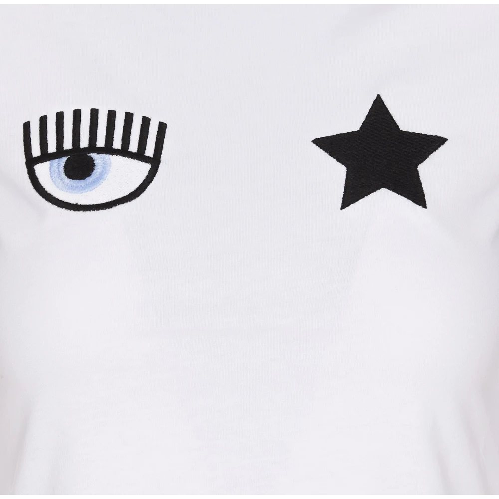 Chiara Ferragni Collection Wit Eye Star Logo T-Shirt White Dames