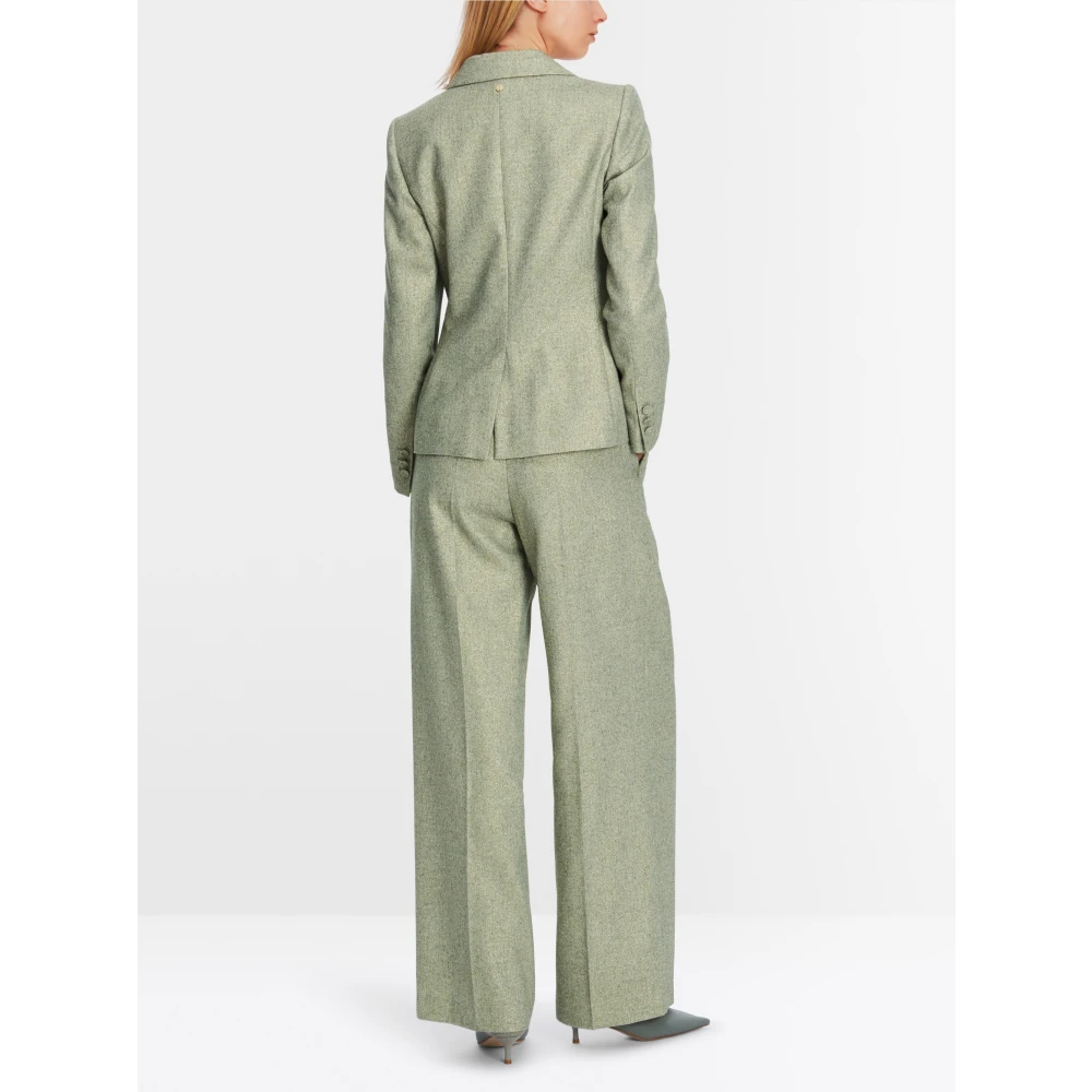 Marc Cain Groene Herringbone Blazer met Gouden Lurexdraad Green Dames
