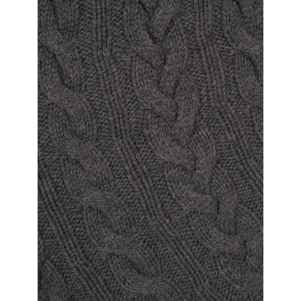 Max Mara Grijze Kabeltrui Jurk Geribbelde Zoom Gray Dames