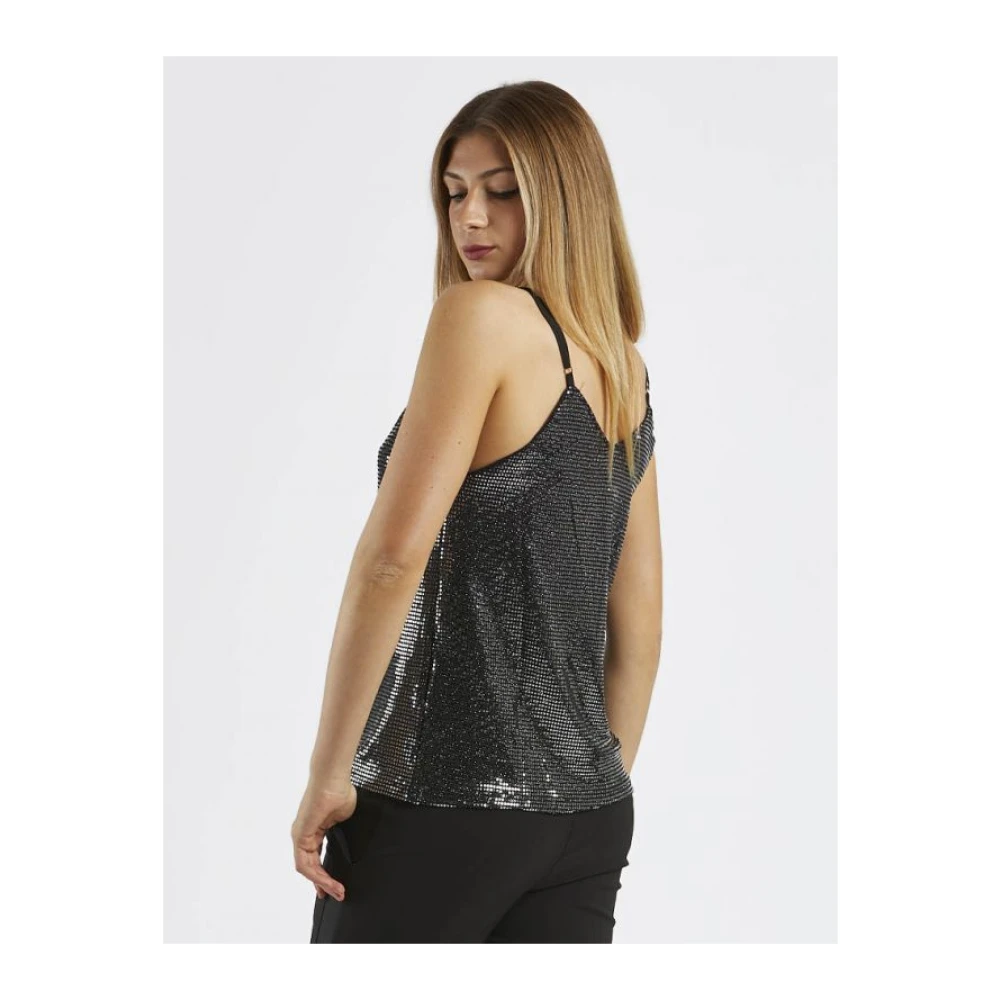 Molly Bracken Paillet Cami Top V-hals Stijl Gray Dames