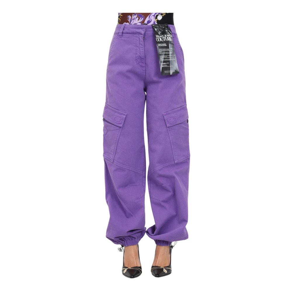 Versace Jeans Couture Paarse Cargo Jeans met Verstelbare Enkels Purple Dames