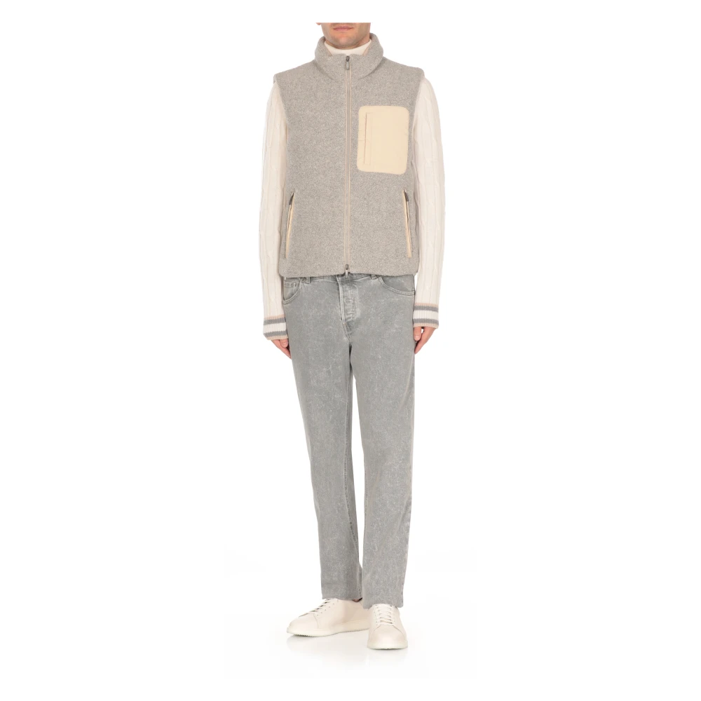 PESERICO Grijze Wol Mouwloze Hoge Hals Vest Gray Heren