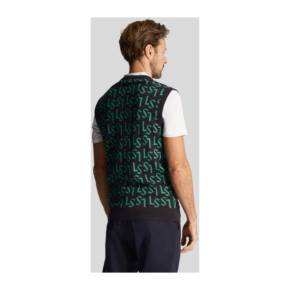 Lyle & Scott Monogram Gebreide Tanktop Blue Heren