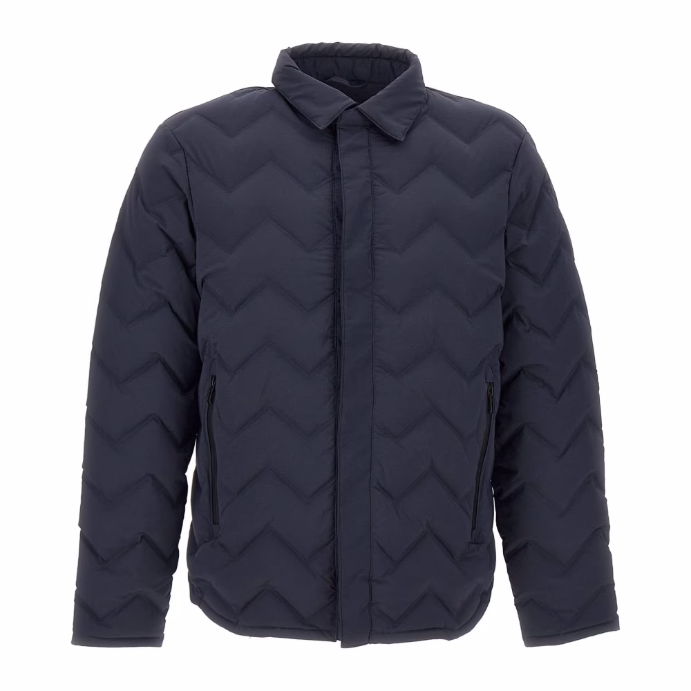 Herren Blaue Daunenjacke Chevron Gesteppt