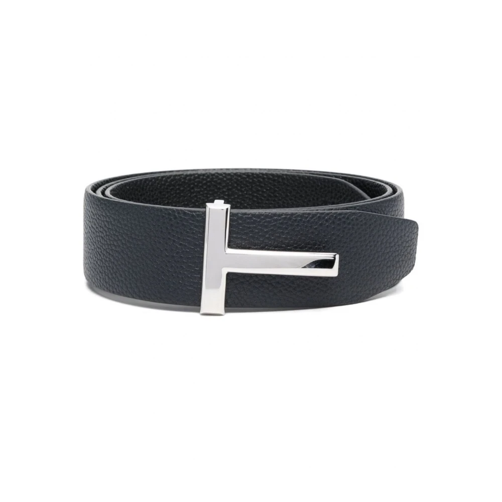 Tom Ford Omkeerbare leren T-riem Zwart Donkerblauw Black Unisex