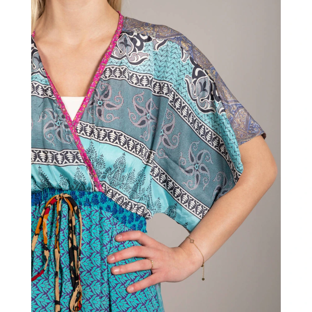 Sissel Edelbo Bloemen Maxi Jurk Tithonia Blue Dames