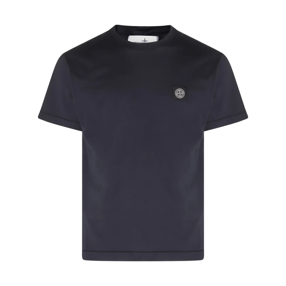 Stone Island Blauw Katoenen T-shirt met Logopatch Blue Heren