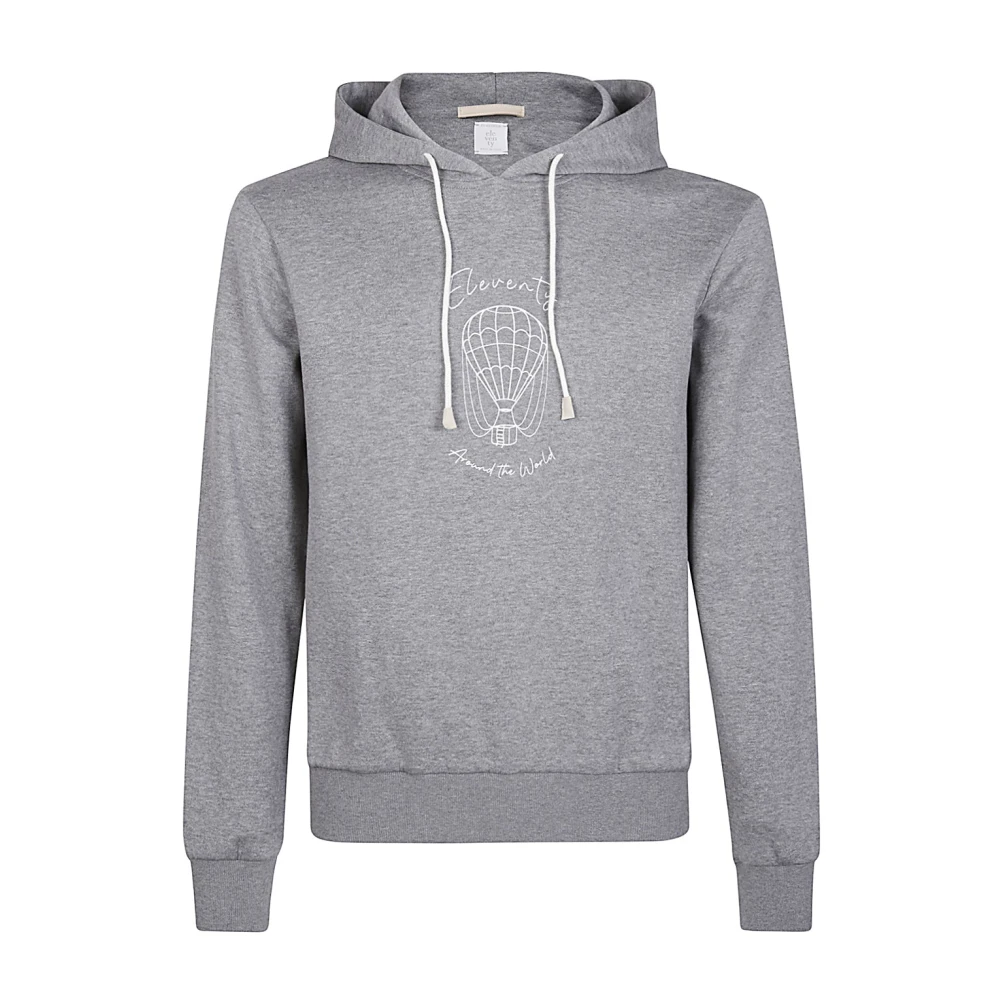 Eleventy Hoodie Giza Cotton Print Model Gray Heren