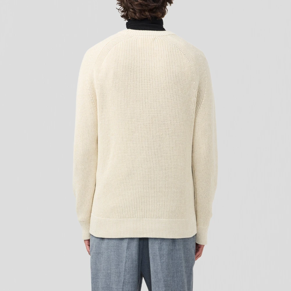 Nn07 Zachte Katoenen Gebreide Crewneck Sweater Beige Heren