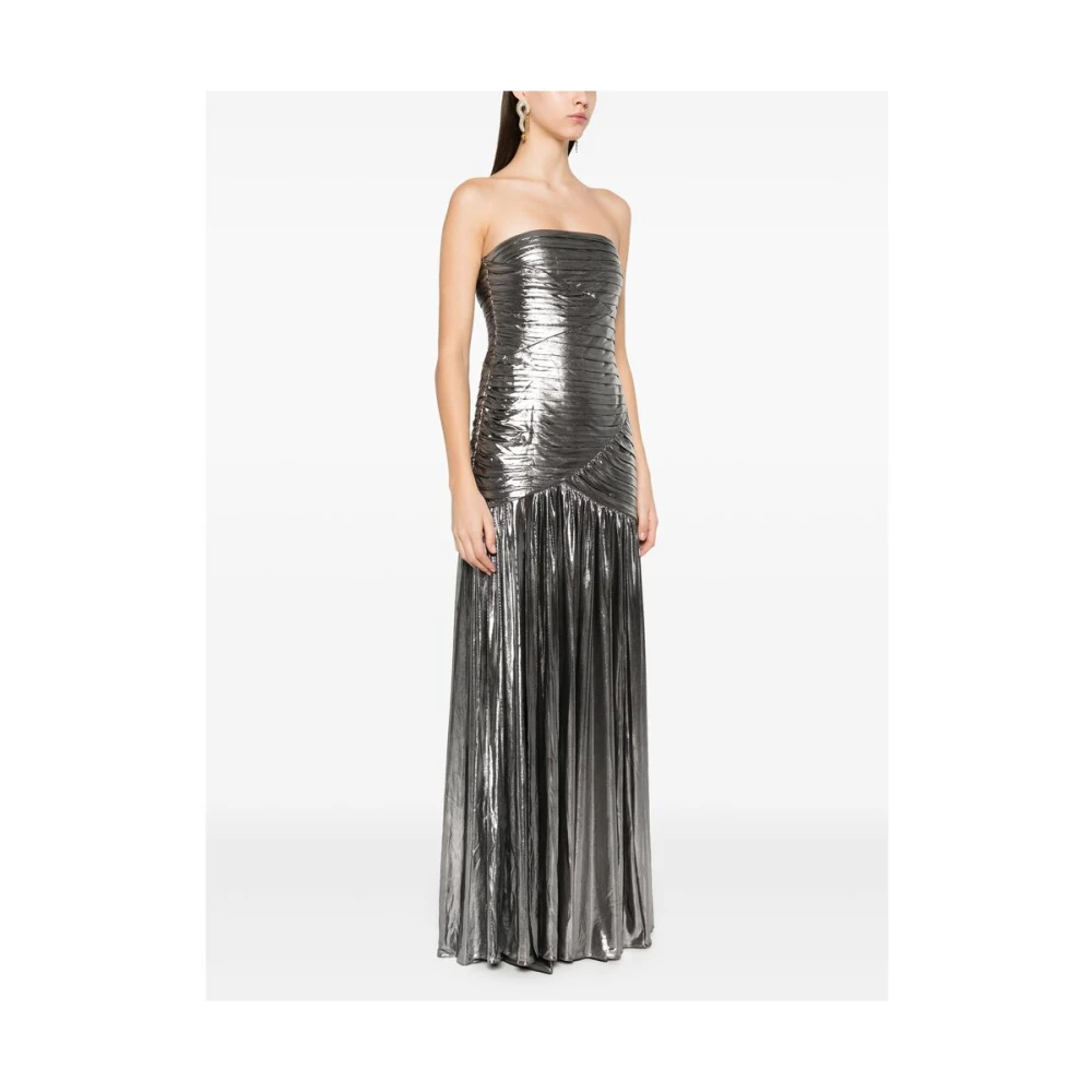 Retrofête Zilver-tone Strapless Geplooide Jurk Gray Dames