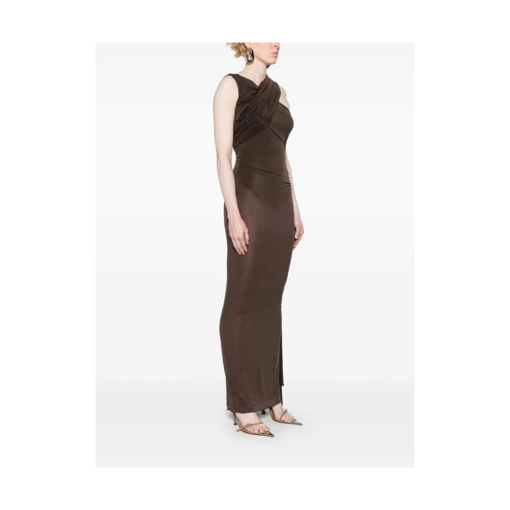 The Attico Bruine Halternek Open Rug Jurk Brown Dames