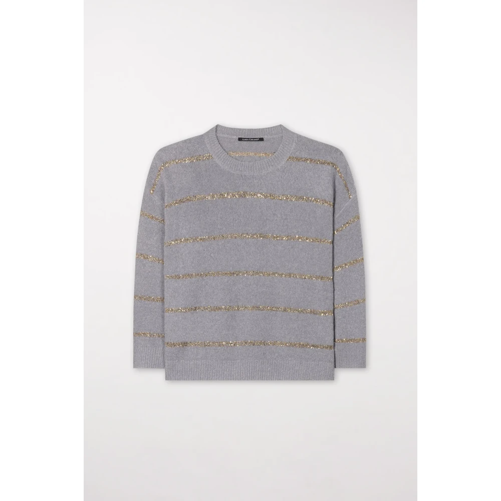 LUISA CERANO Gouden Gestreepte Trui Gray Dames