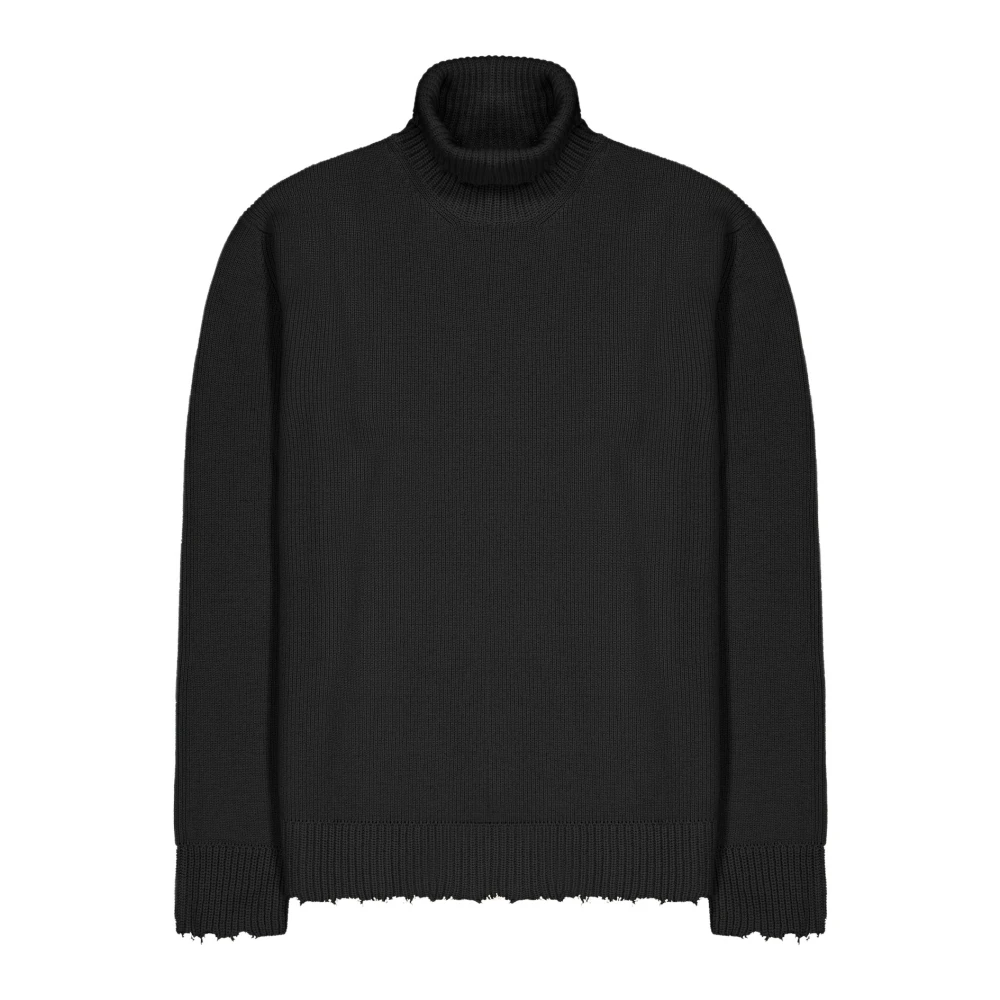 Laneus Sliten Turtleneck Tröja Ull Italien Black, Herr