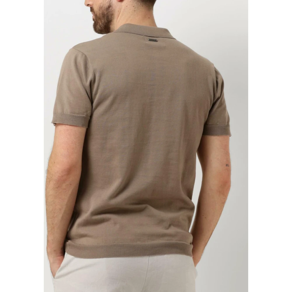 Pure Path Taupe Knit Polo met Borstprint Beige Heren