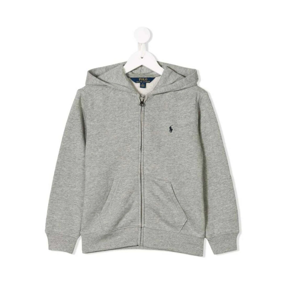 Polo Ralph Lauren Barn Zip Hoodie i Ljusgrå Bomullsblandning Gray, Pojke