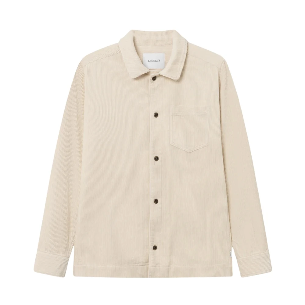 Les Deux Corduroy Overshirt Klassieke Kraag Borstzak Beige Heren