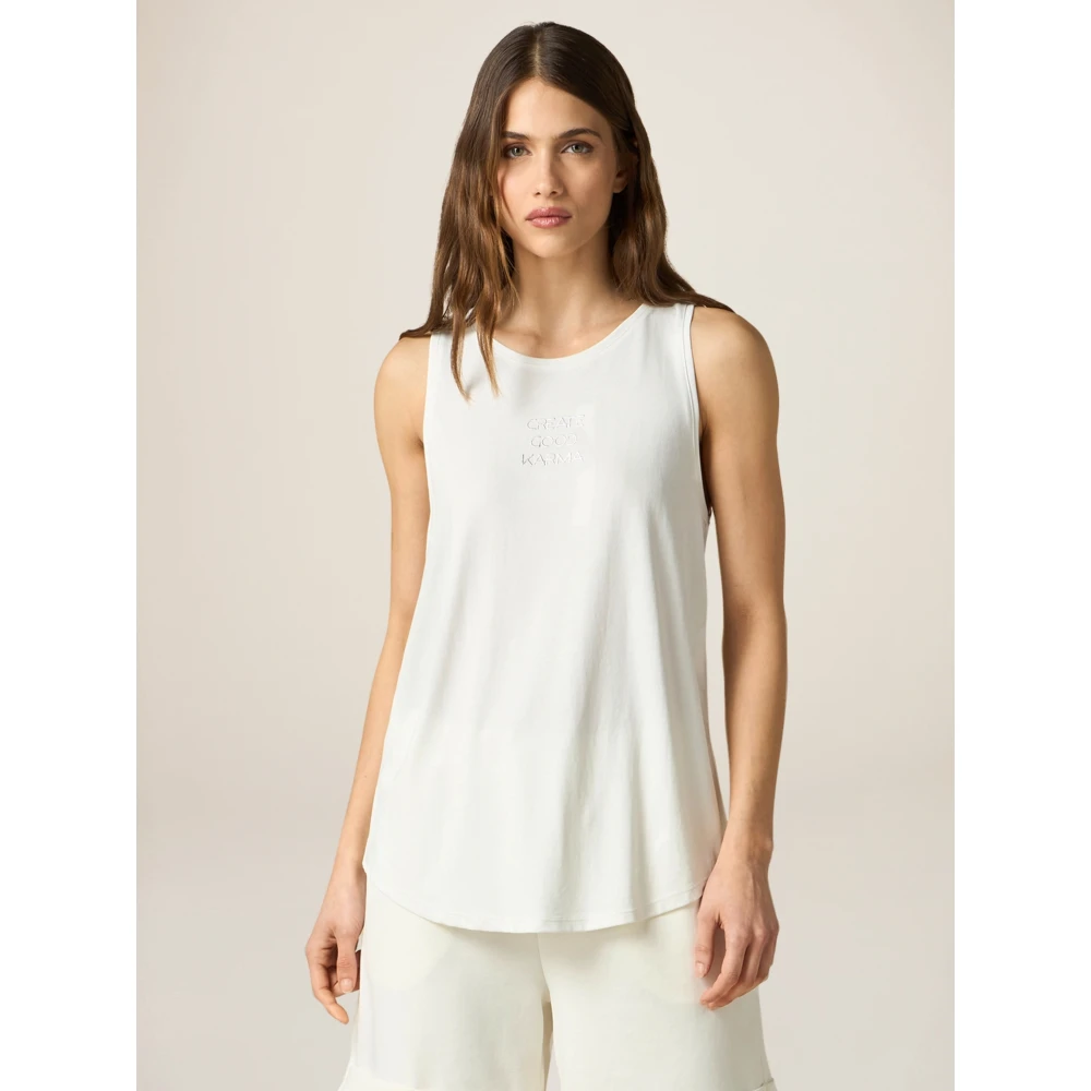Oltre Modal Mix Logo Top White Dames