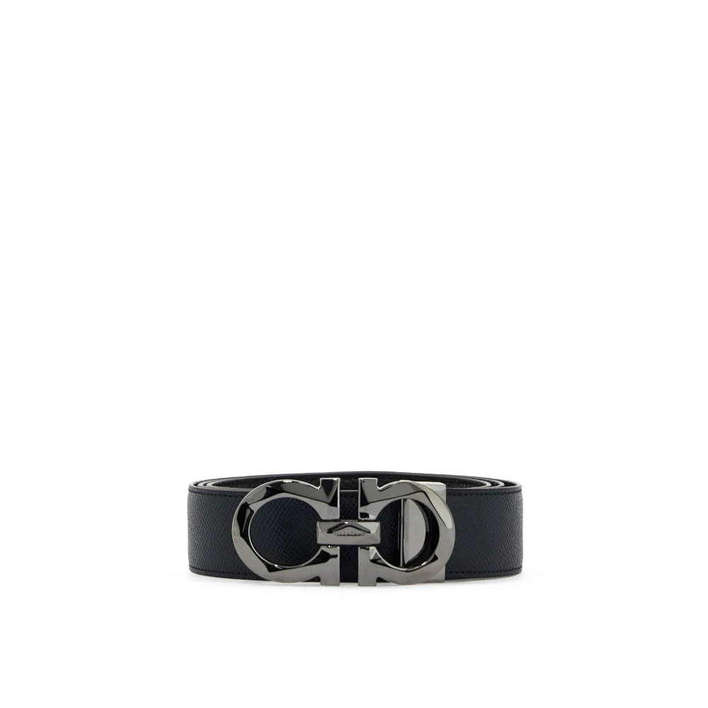 Salvatore Ferragamo Omkeerbare Gancini Leren Riem met Gesp Blue Heren