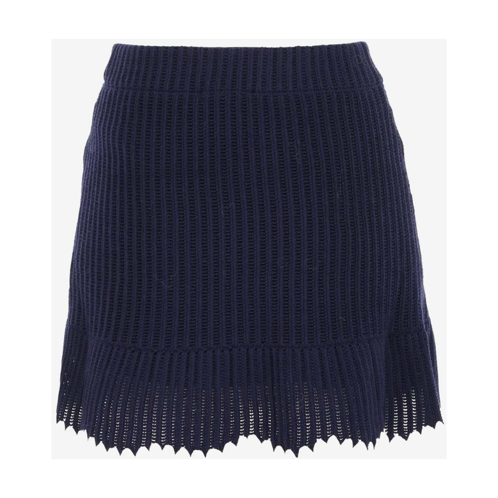 Self Portrait Gehaakte Mini Rok Marineblauw Wit Blue Dames