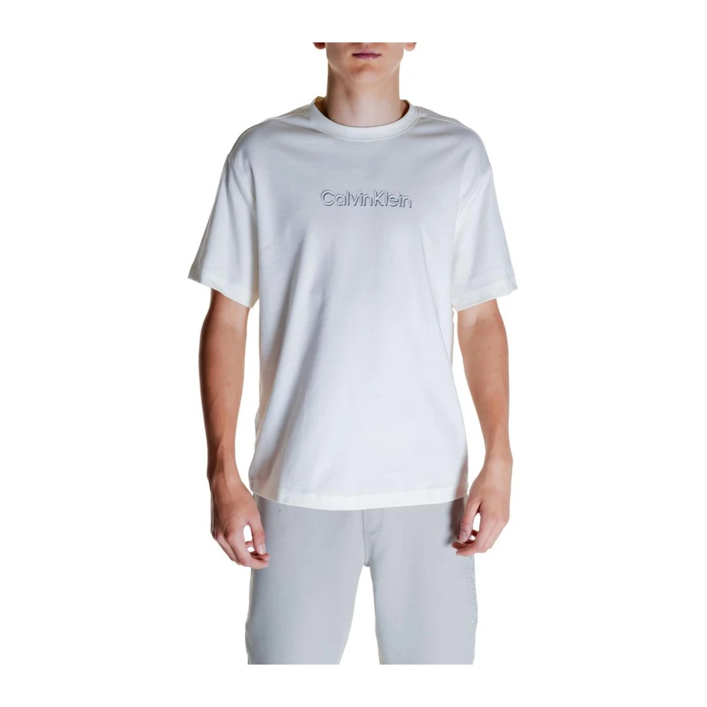 Calvin Klein Crème Katoenen Crew Neck T-Shirt White Heren