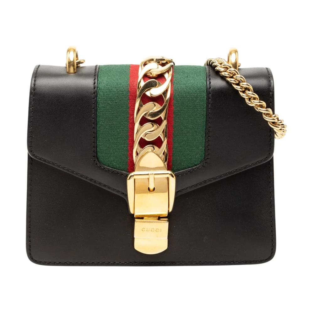 Gucci Vintage Women's Black Pre-Owned Chain Shoulder Bag