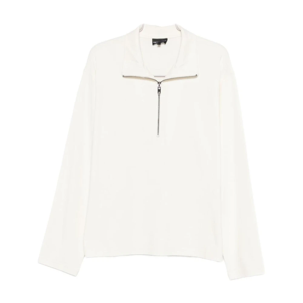 Emporio Armani Mannelijk Wit Fine Knit Crew Neck Sweater