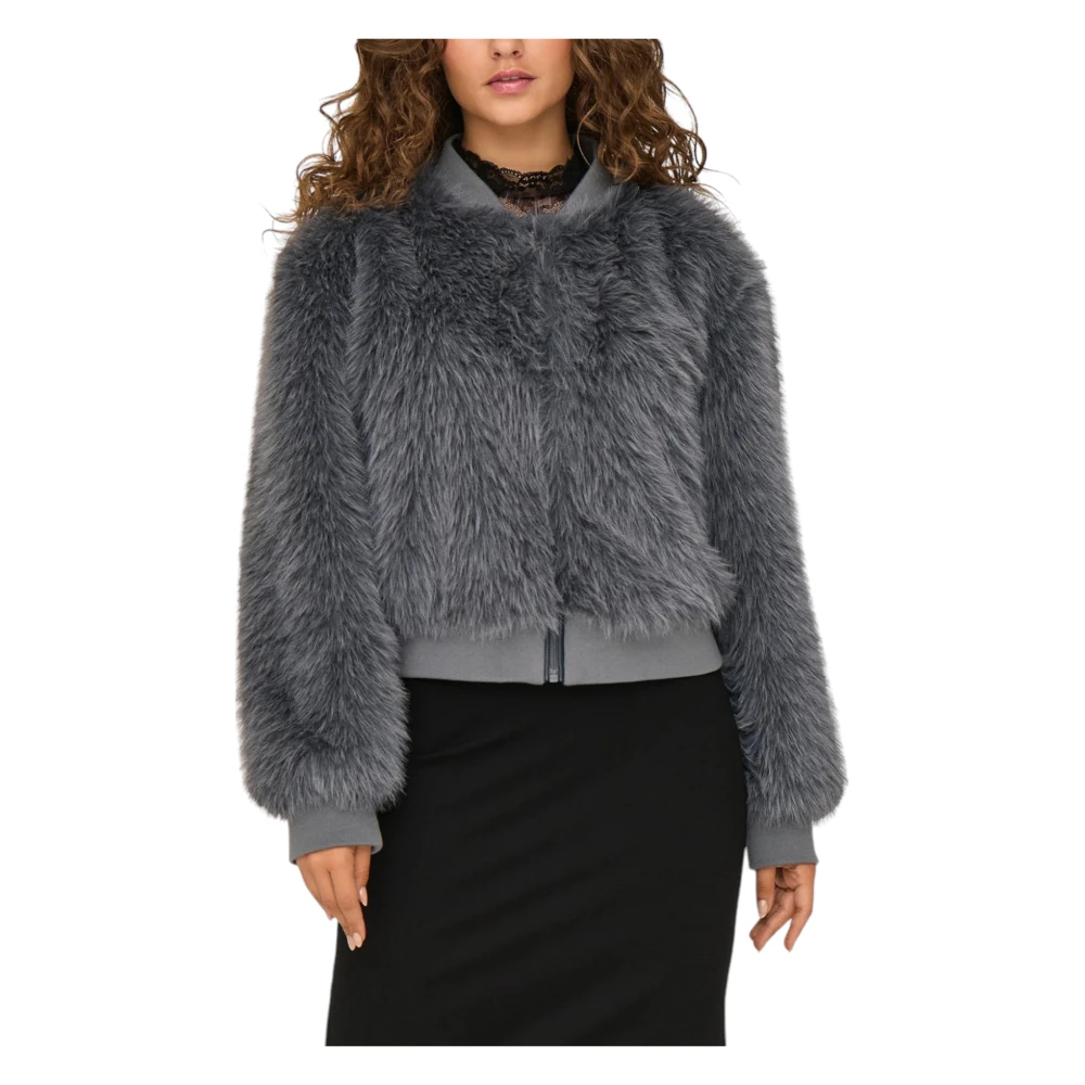 Only Grijze Ritsjas Lange Mouwen Ronde Hals Gray Dames