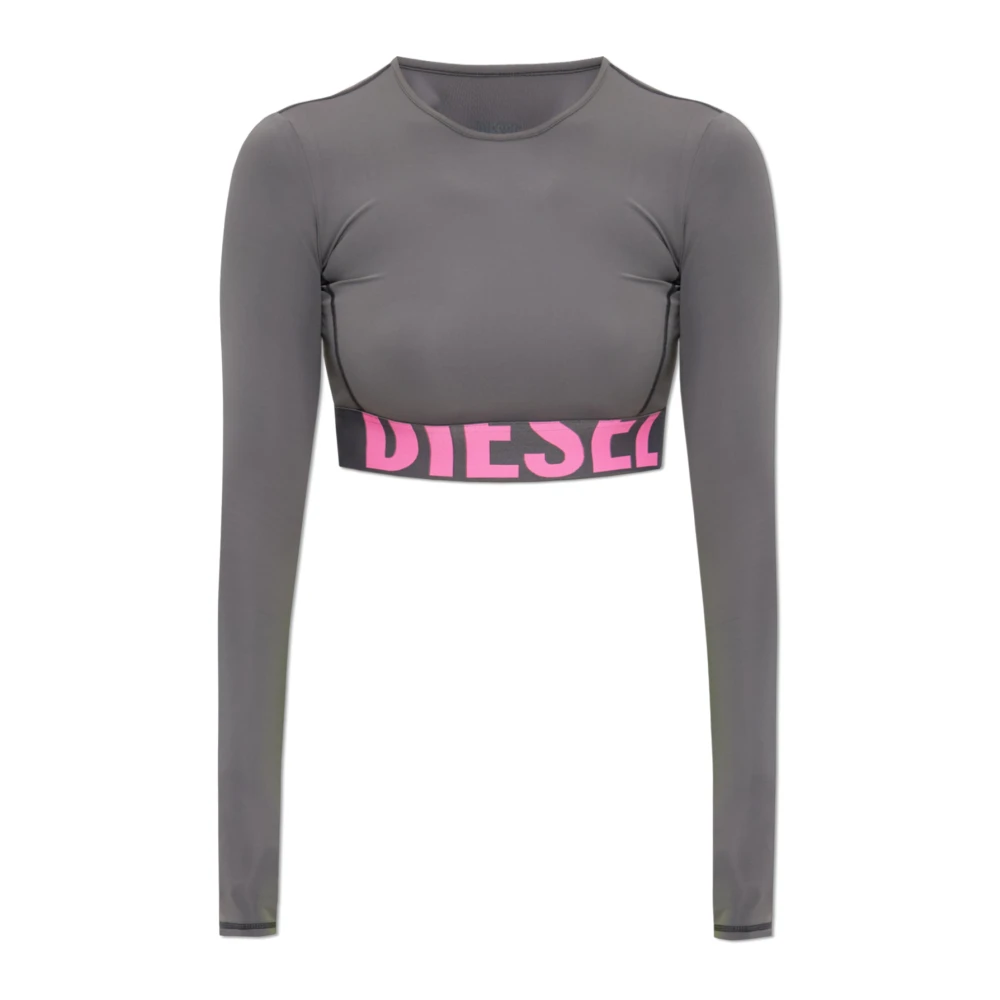 Diesel Kvinno Grå Toppar Dam, M, Melissa-D-Pop Kort Topp