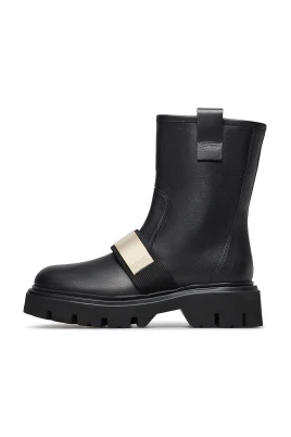 Logo plaque kalvskinn combat boots