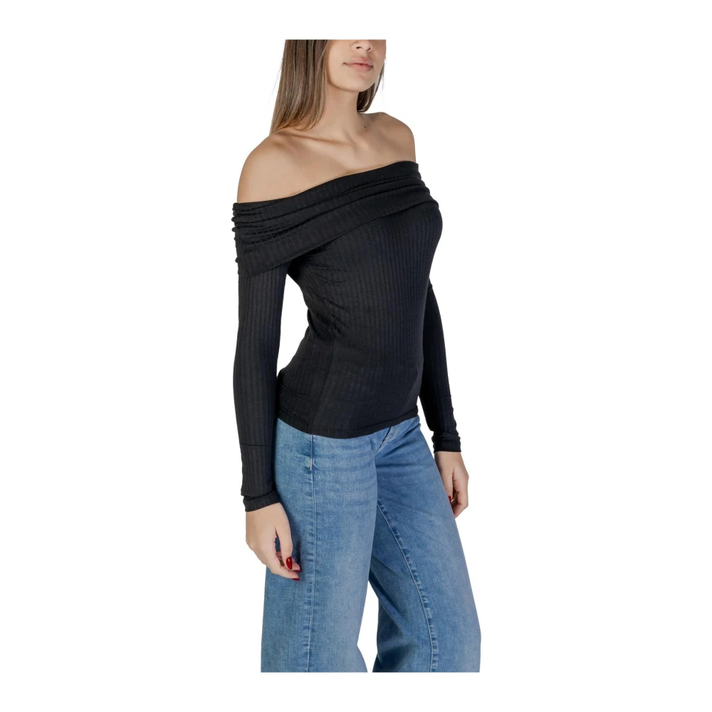 Jacqueline de Yong Zwarte Boothals Gebreide Top Black Dames
