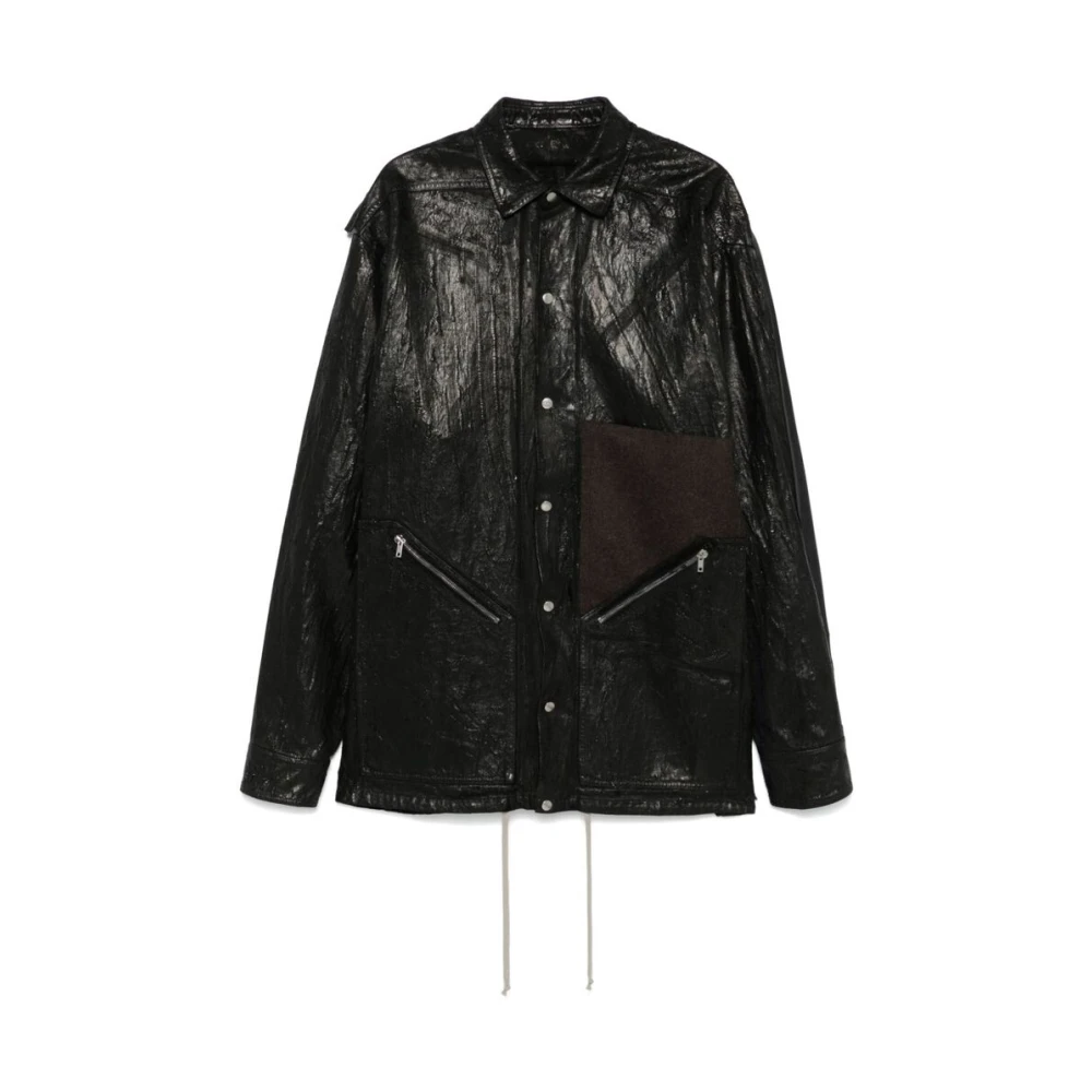 Rick Owens Zwarte Denim Jas met Megacrust Details Black Heren