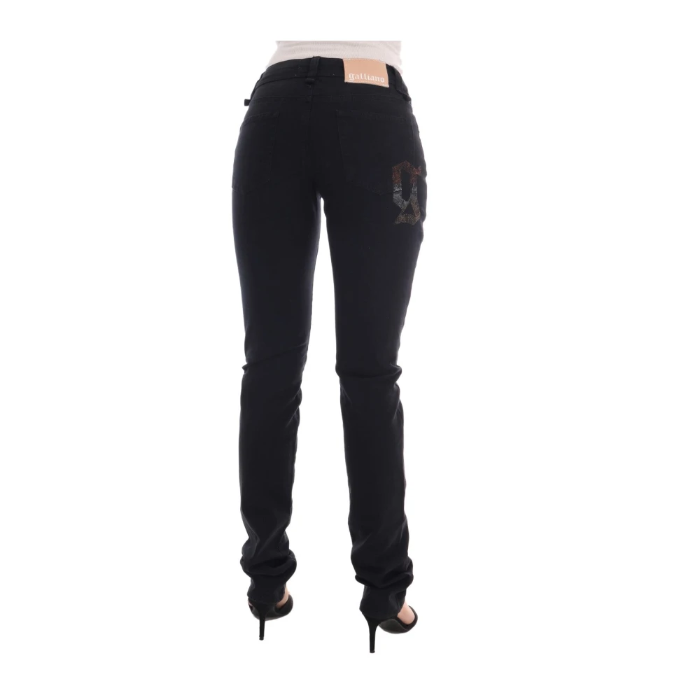 John Galliano Chique Zwarte Regular Fit Denim Jeans Black Dames