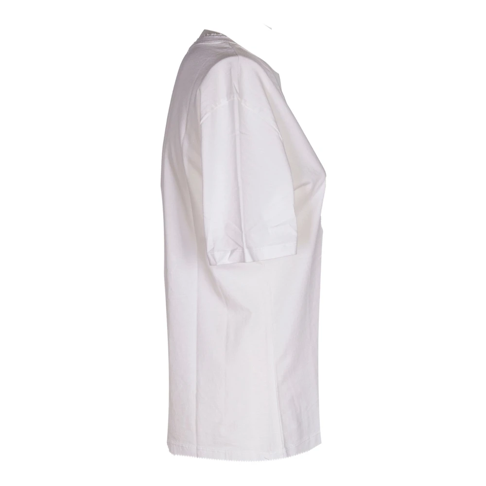 Mauro Grifoni Dames Katoenen V-hals T-shirt White Dames