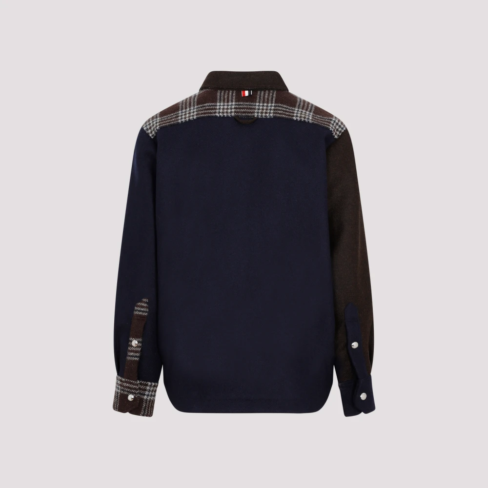 Thom Browne Bruine Wol Snap Front Shirt Jas Multicolor Heren