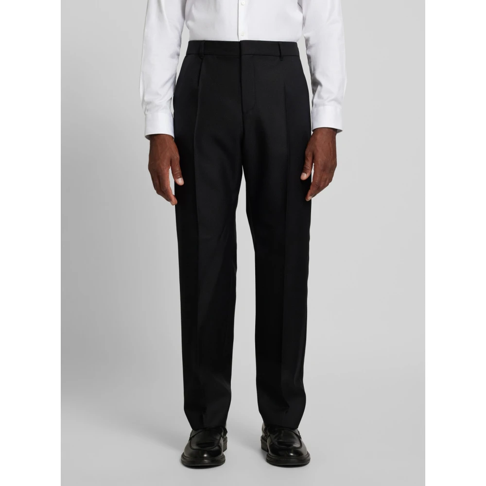 Boss Slim Fit Wol Zwart Broek Peter Black Heren